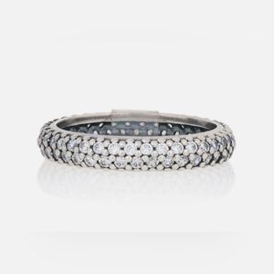 Pandora ✨ Sterling Silver Double Row Pave Band Ring Size 8